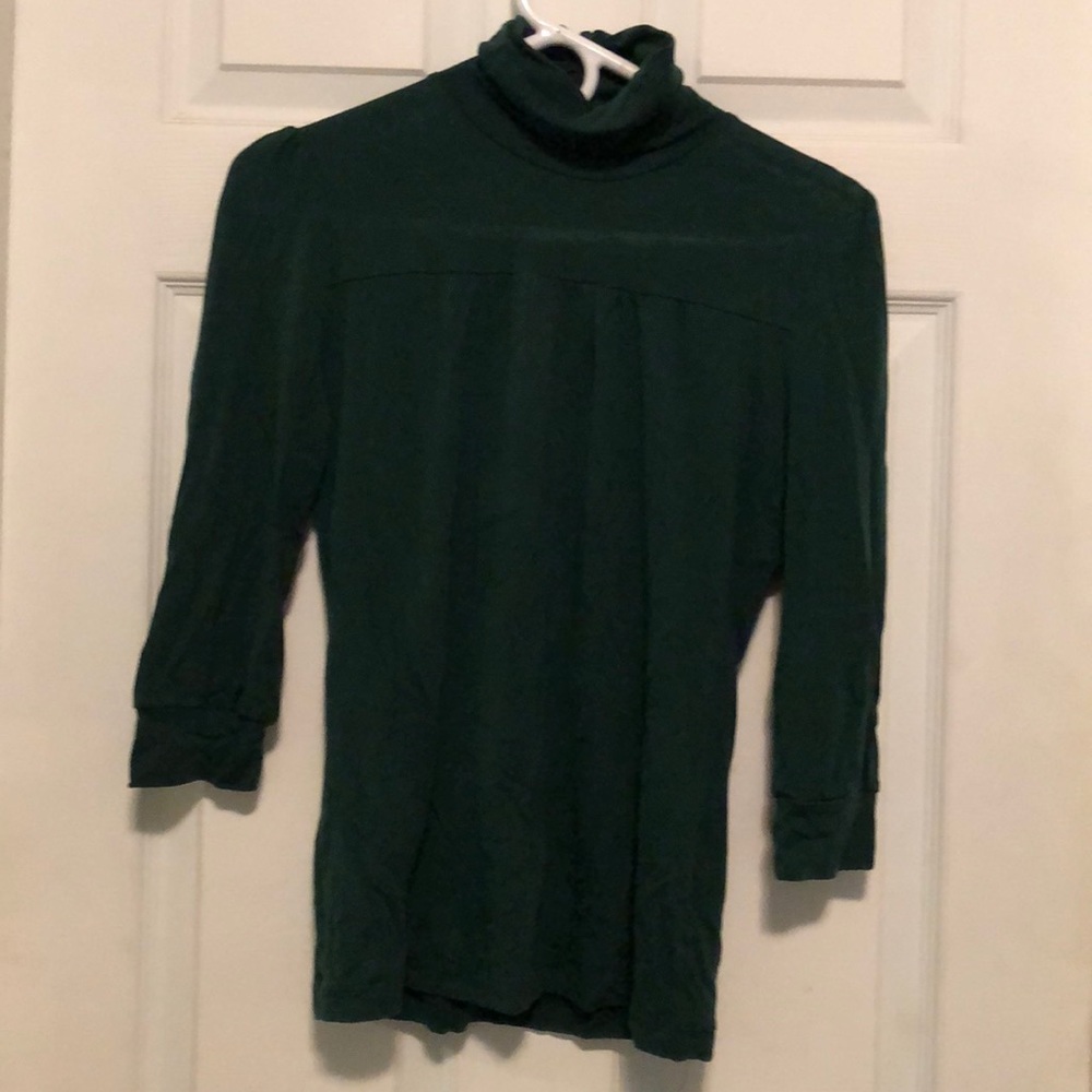 Mock neck, hunter green, 3/4 sleeve blouse